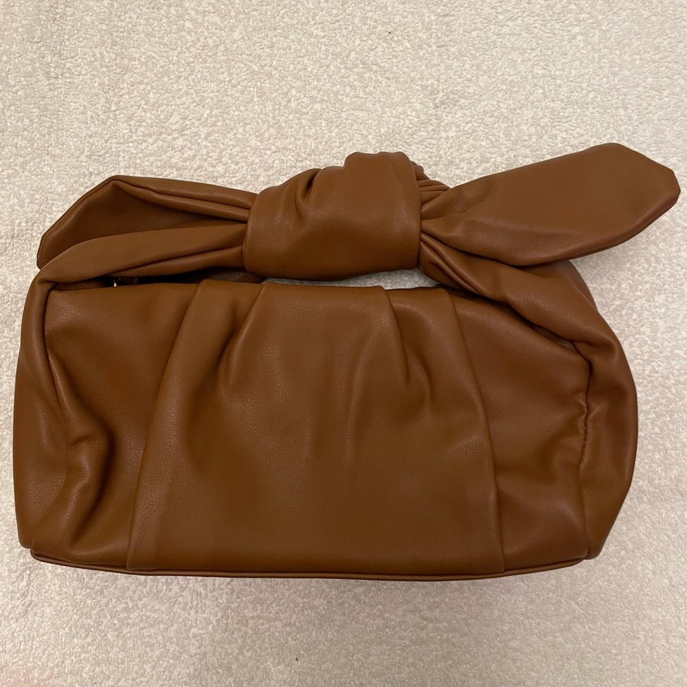Cute Brown Leather Bow Clutch